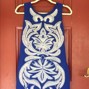 Little Blue Dress with Beautiful Cream Detailing